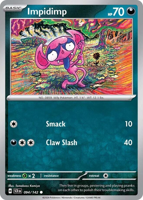 Impidimp 094 /142 Common Reverse Holo Pokemon Card (SV Stellar Crown)