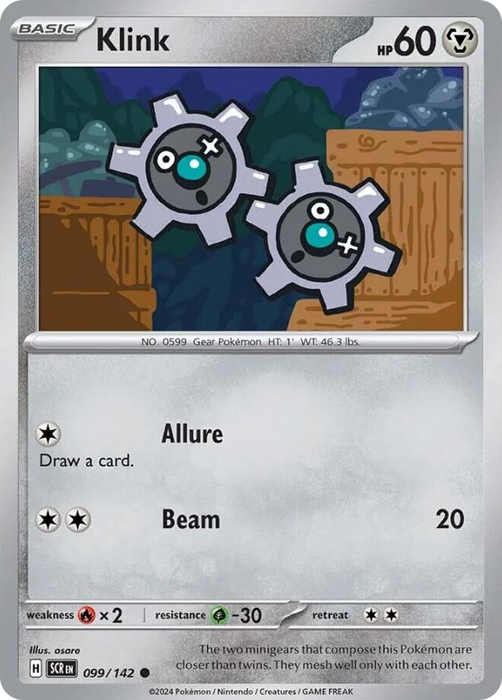 Klink 099 /142 Common Pokemon Card (SV Stellar Crown)