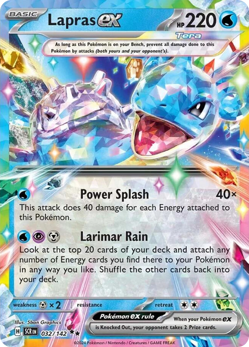 Lapras ex 032 /142 Double Rare Pokemon Card (SV Stellar Crown)