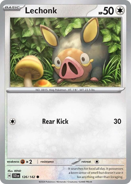 Lechonk 126 /142 Common Reverse Holo Pokemon Card (SV Stellar Crown)