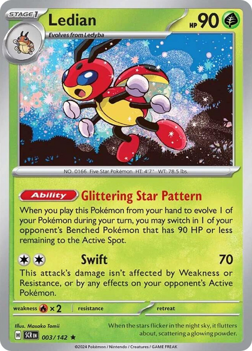 Ledian 003 /142 Rare Pokemon Card (SV Stellar Crown)