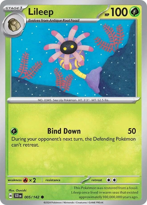 Lileep 005 /142 Common Reverse Holo Pokemon Card (SV Stellar Crown)