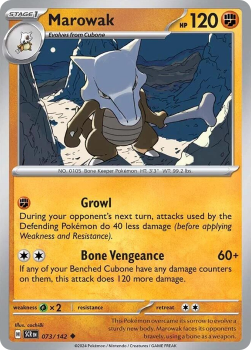 Marowak 073 /142 Uncommon Pokemon Card (SV Stellar Crown)