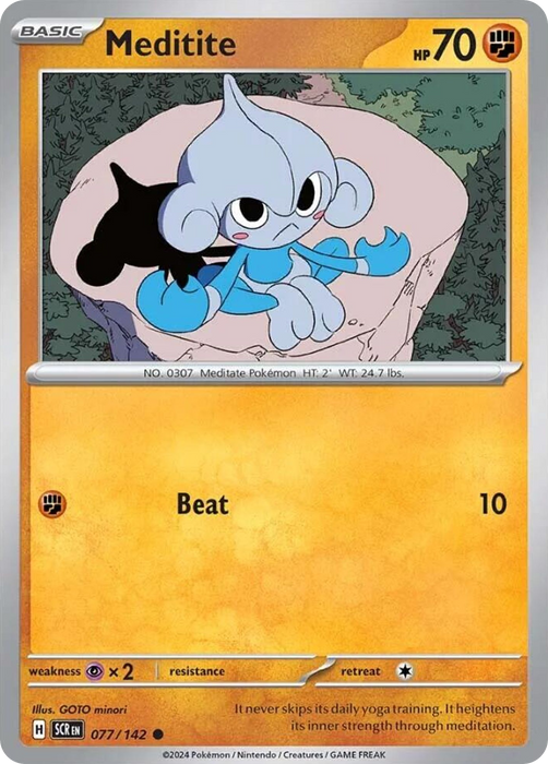 Meditite 077 /142 Common Pokemon Card (SV Stellar Crown)