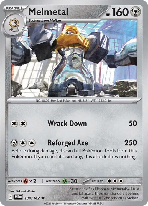 Melmetal 104 /142 Rare Pokemon Card (SV Stellar Crown)