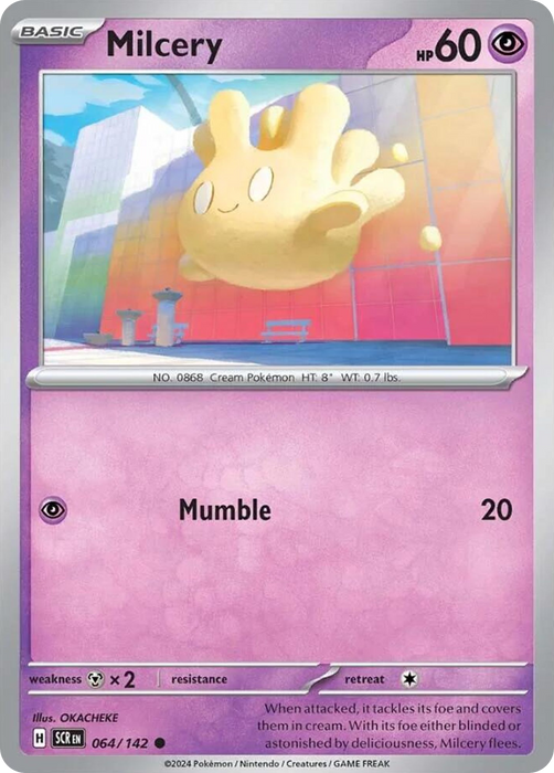 Milcery 064 /142 Common Reverse Holo Pokemon Card (SV Stellar Crown)