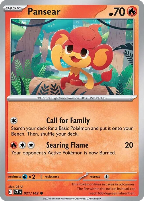 Pansear 021 /142 Common Pokemon Card (SV Stellar Crown)