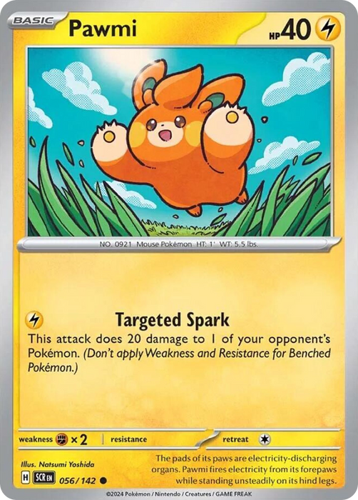 Pawmi 056 /142 Common Pokemon Card (SV Stellar Crown)