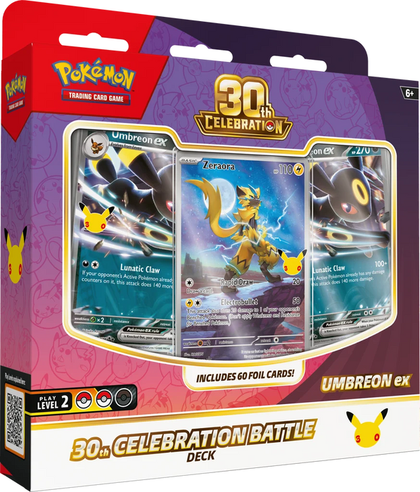 Pokémon TCG: 30th Celebration Battle Deck — Espeon ex or Umbreon ex (Styles May Vary)