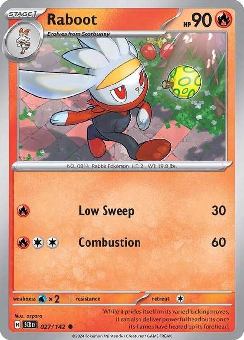 Raboot 027 /142 Common Reverse Holo Pokemon Card (SV Stellar Crown)