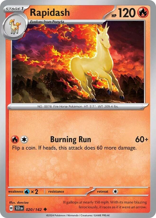 Rapidash 020 /142 Uncommon Reverse Holo Pokemon Card (SV Stellar Crown)