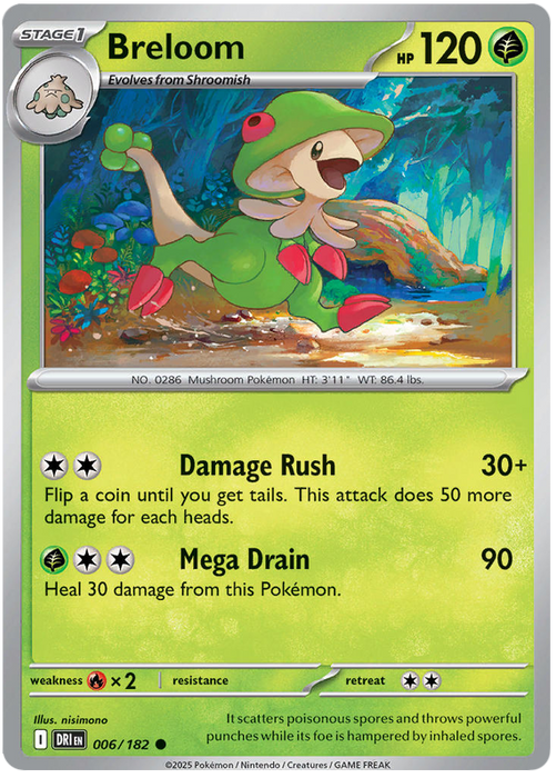 Breloom 006/182 Common Pokemon Card (Scarlet & Violet Destined Rivals)