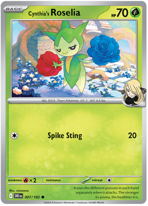 Cynthia's Roselia 007/182 Common Pokemon Card (Scarlet & Violet Destined Rivals)