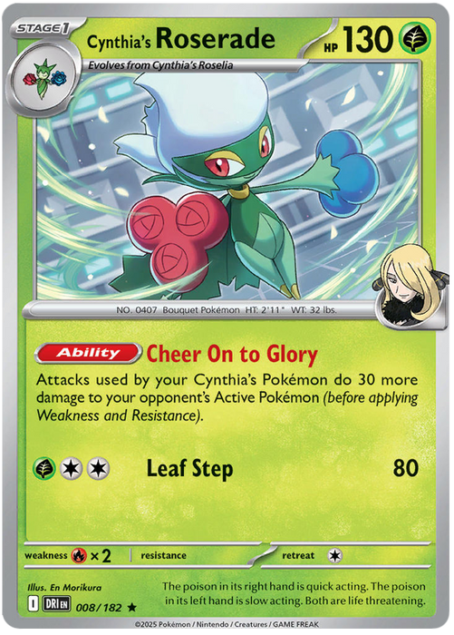 Cynthia's Roserade 008/182 Rare Pokemon Card (Scarlet & Violet Destined Rivals)