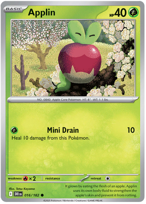 Applin 016/182 Common Pokemon Card (Scarlet & Violet Destined Rivals)