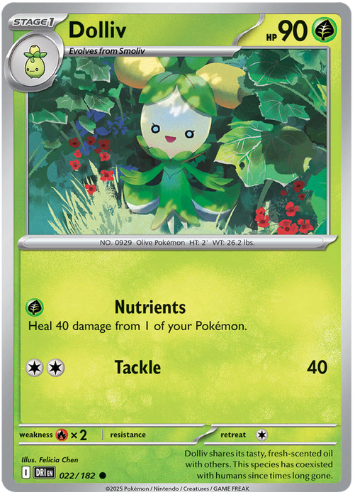 Dolliv 022/182 Common Pokemon Card (Scarlet & Violet Destined Rivals)