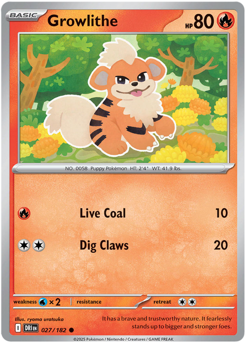 Growlithe 027/182 Common Pokemon Card (Scarlet & Violet Destined Rivals)