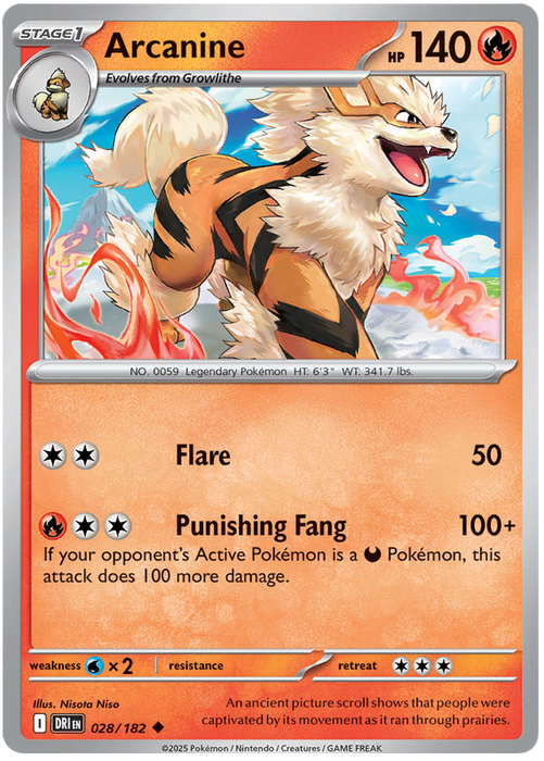 Arcanine 028/182 Uncommon Pokemon Card (Scarlet & Violet Destined Rivals)