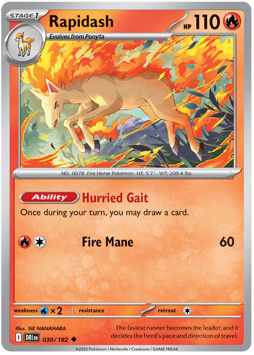 Rapidash 030/182 Uncommon Pokemon Card (Scarlet & Violet Destined Rivals)