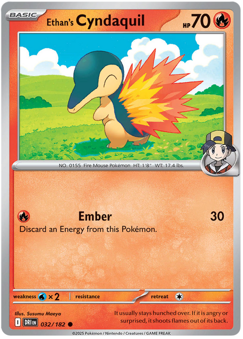 Ethan's Cyndaquil 032/182 Common Pokemon Card (Scarlet & Violet Destined Rivals)