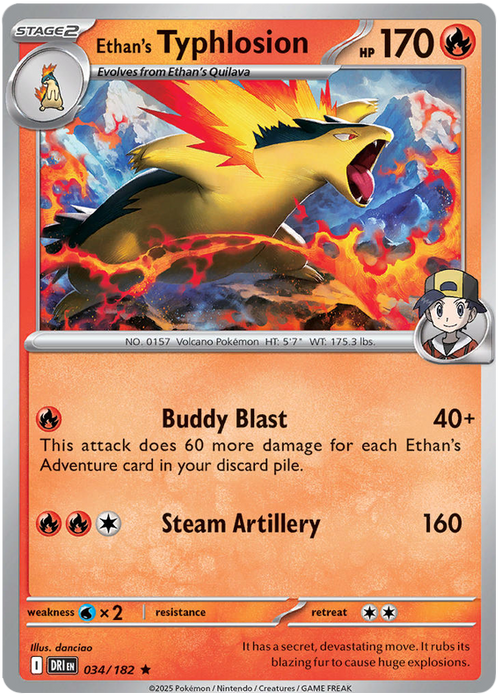Ethan's Typhlosion 034/182 Rare Pokemon Card (Scarlet & Violet Destined Rivals)