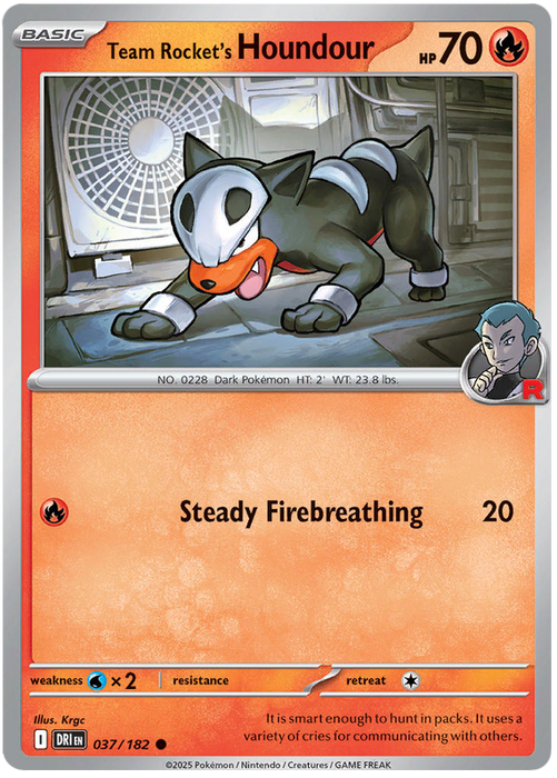 Team Rocket's Houndour 037/182 Common Pokemon Card (Scarlet & Violet Destined Rivals)