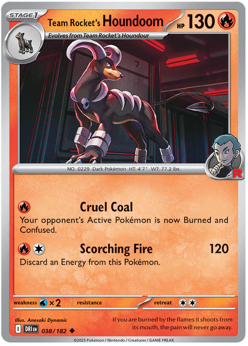 Team Rocket's Houndoom 038/182 Uncommon Pokemon Card (Scarlet & Violet Destined Rivals)