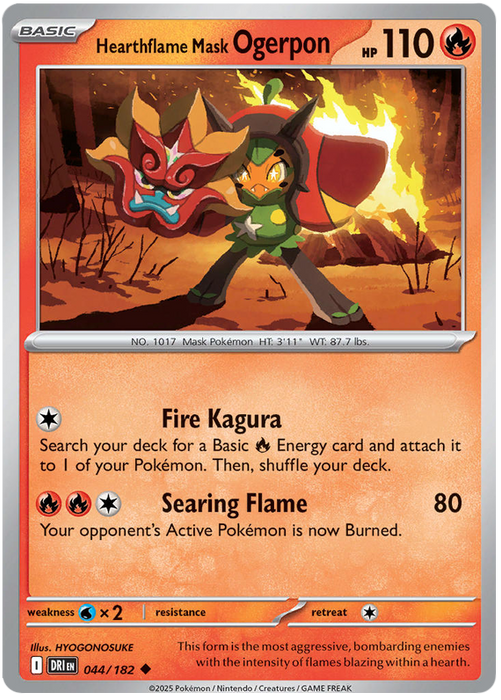 Hearthflame Mask Ogerpon 044/182 Uncommon Pokemon Card (Scarlet & Violet Destined Rivals)