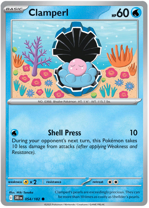 Clamperl 054/182 Common Pokemon Card (Scarlet & Violet Destined Rivals)