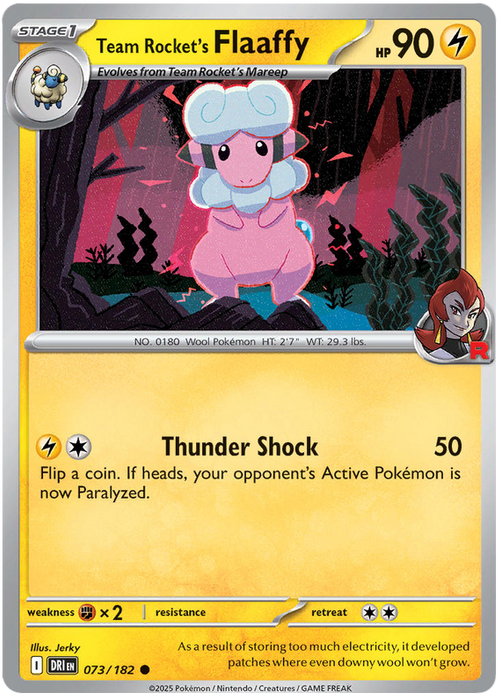 Team Rocket's Flaaffy 073/182 Common Pokemon Card (Scarlet & Violet Destined Rivals)