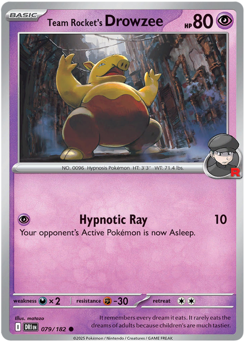 Team Rocket's Drowzee 079/182 Common Pokemon Card (Scarlet & Violet Destined Rivals)