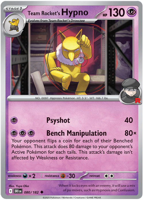 Team Rocket's Hypno 080/182 Uncommon Pokemon Card (Scarlet & Violet Destined Rivals)