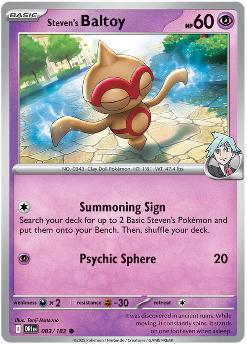 Steven's Baltoy 083/182 Common Pokemon Card (Scarlet & Violet Destined Rivals)