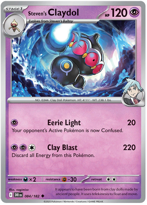 Steven's Claydol 084/182 Uncommon Pokemon Card (Scarlet & Violet Destined Rivals)
