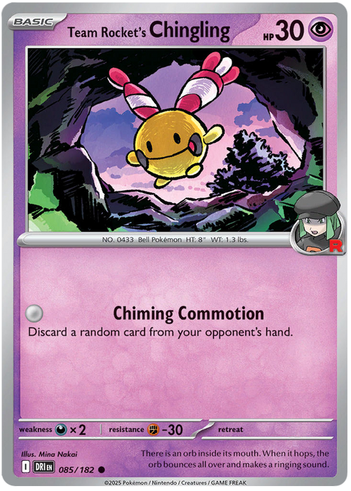 Team Rocket's Chingling 085/182 Common Pokemon Card (Scarlet & Violet Destined Rivals)