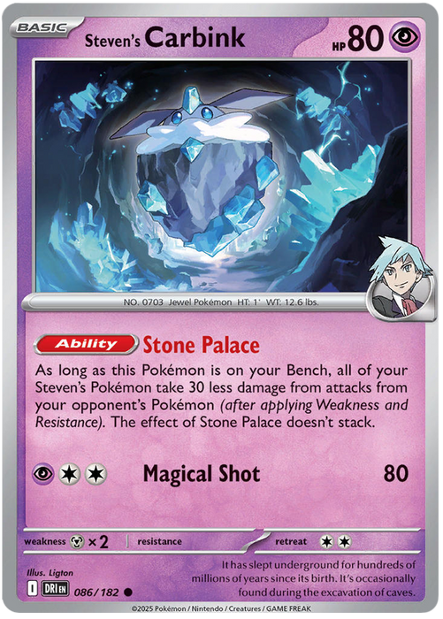 Steven's Carbink 086/182 Common Pokemon Card (Scarlet & Violet Destined Rivals)