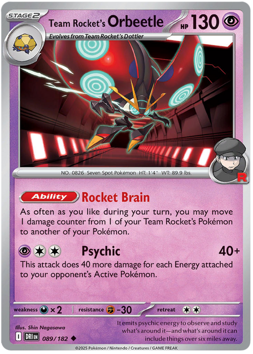 Team Rocket's Orbeetle 089/182 Uncommon Pokemon Card (Scarlet & Violet Destined Rivals)