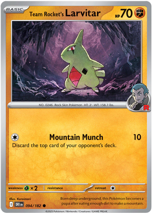 Team Rocket's Larvitar 094/182 Common Pokemon Card (Scarlet & Violet Destined Rivals)