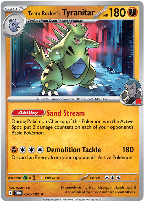 Team Rocket's Tyranitar 096/182 Rare Pokemon Card (Scarlet & Violet Destined Rivals)