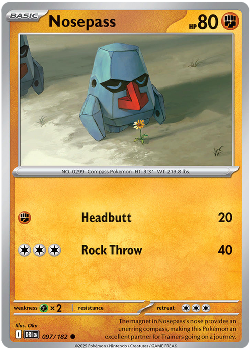 Nosepass 097/182 Common Pokemon Card (Scarlet & Violet Destined Rivals)