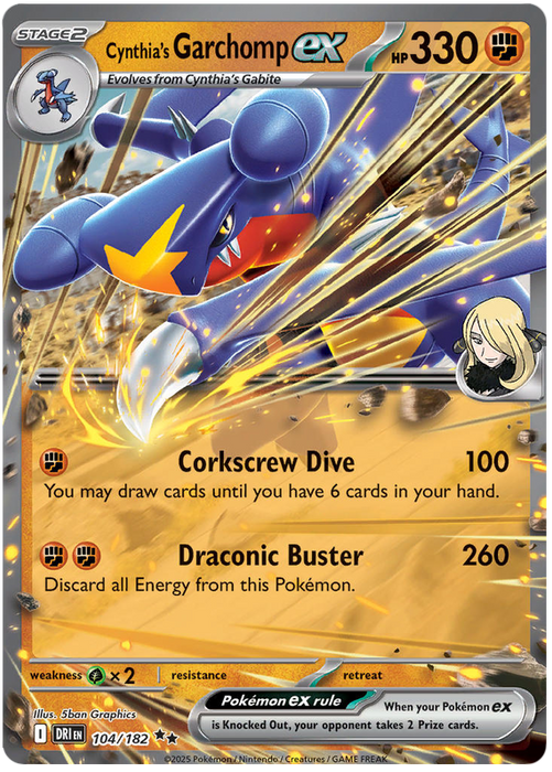 Cynthia's Garchomp ex 104/182 Double Rare Pokemon Card (Scarlet & Violet Destined Rivals)