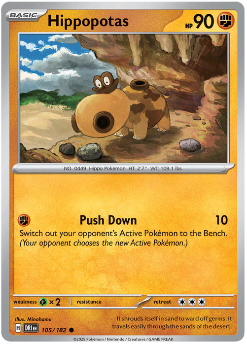 Hippopotas 105/182 Common Pokemon Card (Scarlet & Violet Destined Rivals)