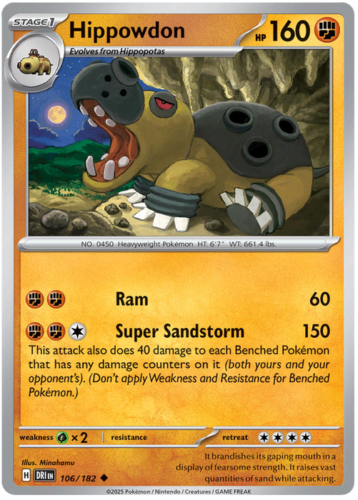 Hippowdon 106/182 Uncommon Pokemon Card (Scarlet & Violet Destined Rivals)