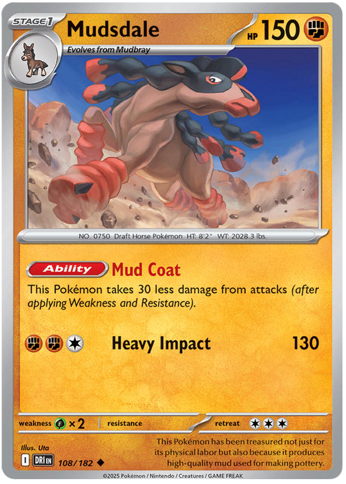 Mudsdale 108/182 Uncommon Pokemon Card (Scarlet & Violet Destined Rivals)