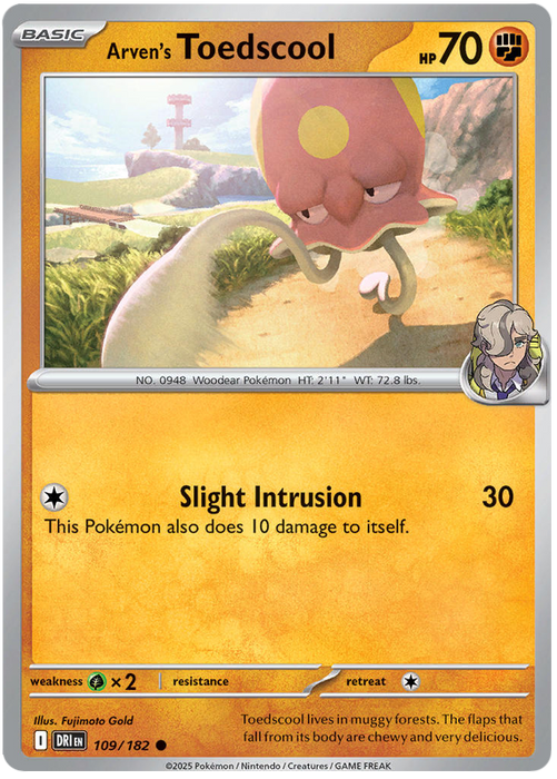 Arven's Toedscool 109/182 Common Pokemon Card (Scarlet & Violet Destined Rivals)