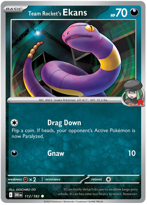 Team Rocket's Ekans 112/182 Common Pokemon Card (Scarlet & Violet Destined Rivals)