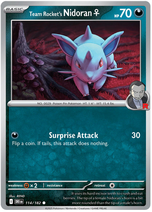 Team Rocket's Nidoran? 114/182 Common Pokemon Card (Scarlet & Violet Destined Rivals)