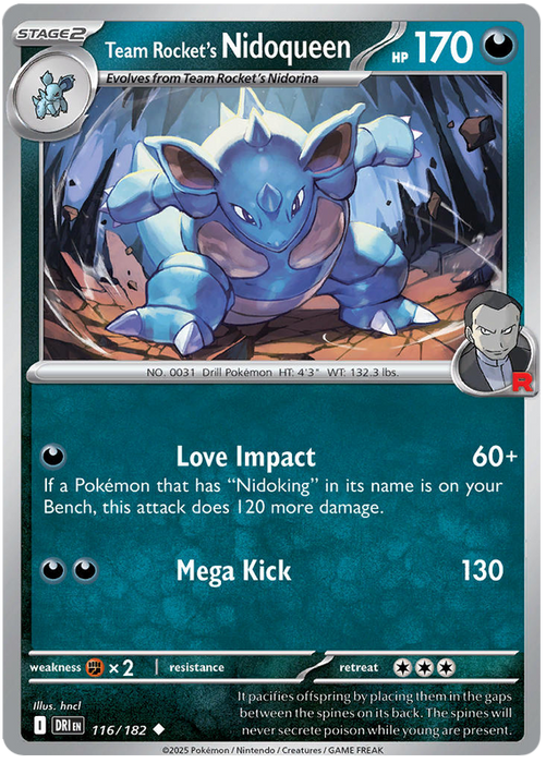 Team Rocket's Nidoqueen 116/182 Uncommon Pokemon Card (Scarlet & Violet Destined Rivals)