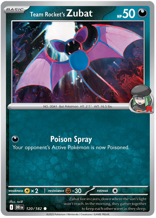 Team Rocket's Zubat 120/182 Common Pokemon Card (Scarlet & Violet Destined Rivals)