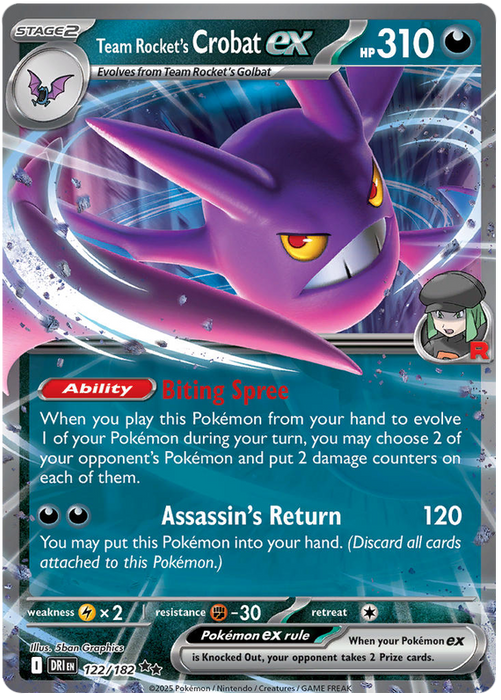 Team Rocket's Crobat ex 122/182 Double Rare Pokemon Card (Scarlet & Violet Destined Rivals)